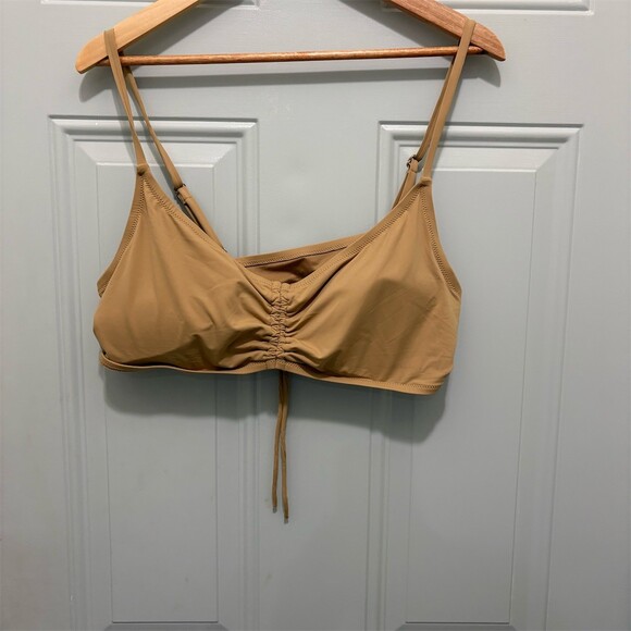 Fashion Nova Other - Fashion Nova Bikini Top Womens 2XL Tan Ruched Bralette Longline Swim Top